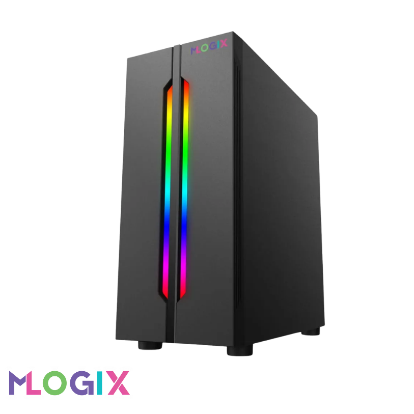Gabinete gamer GABINETE MLOGIX SWORD S/FTE RGB ATX vidrio templado diseño panorámico